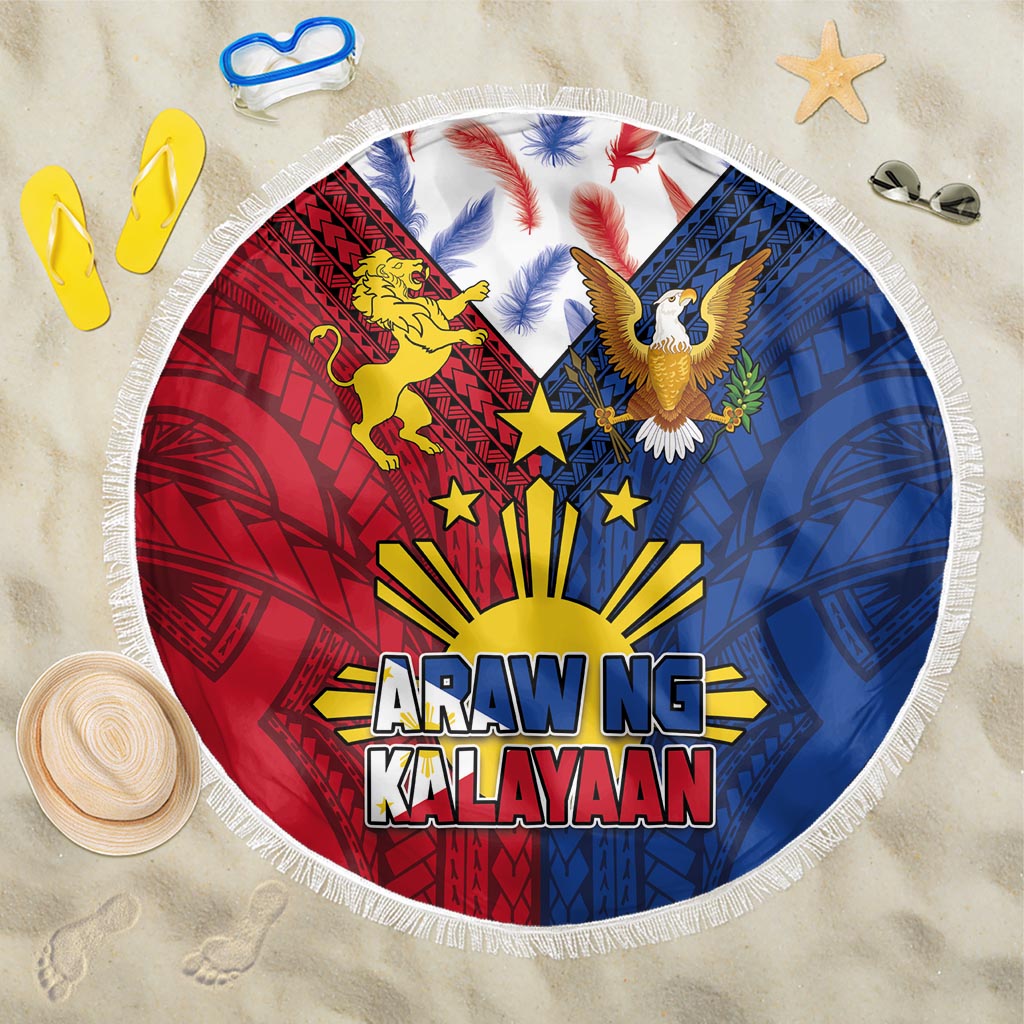Philippines Independence Day 126th Anniversary Beach Blanket Polynesian Pattern National Flag Style LT03 One Size 150cm Red - Polynesian Pride