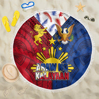 Philippines Independence Day 126th Anniversary Beach Blanket Polynesian Pattern National Flag Style LT03 One Size 150cm Red - Polynesian Pride