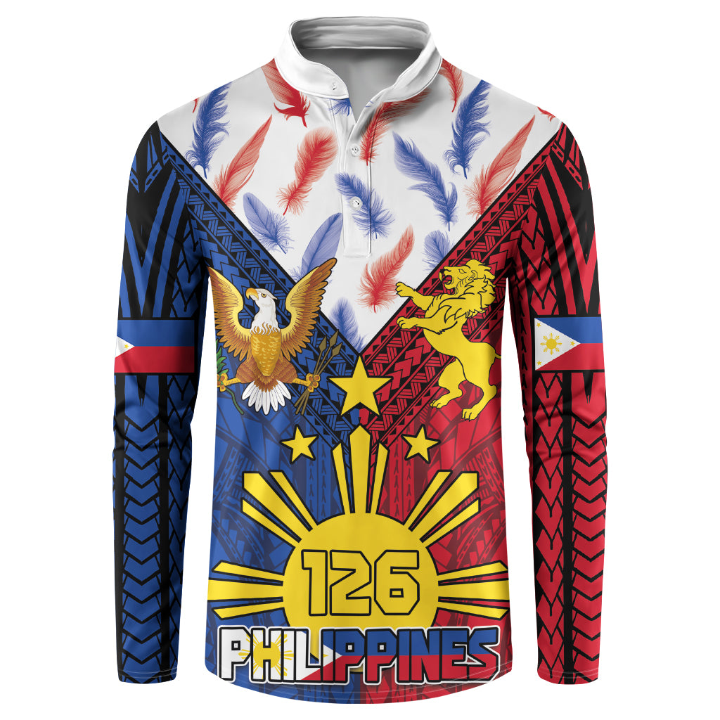 Philippines Independence Day 126th Anniversary Button Sweatshirt Polynesian Pattern National Flag Style LT03 Red - Polynesian Pride