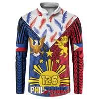 Philippines Independence Day 126th Anniversary Button Sweatshirt Polynesian Pattern National Flag Style LT03 Red - Polynesian Pride