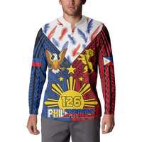 Philippines Independence Day 126th Anniversary Button Sweatshirt Polynesian Pattern National Flag Style LT03 - Polynesian Pride