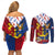 Philippines Independence Day 126th Anniversary Couples Matching Off Shoulder Short Dress and Long Sleeve Button Shirt Polynesian Pattern National Flag Style