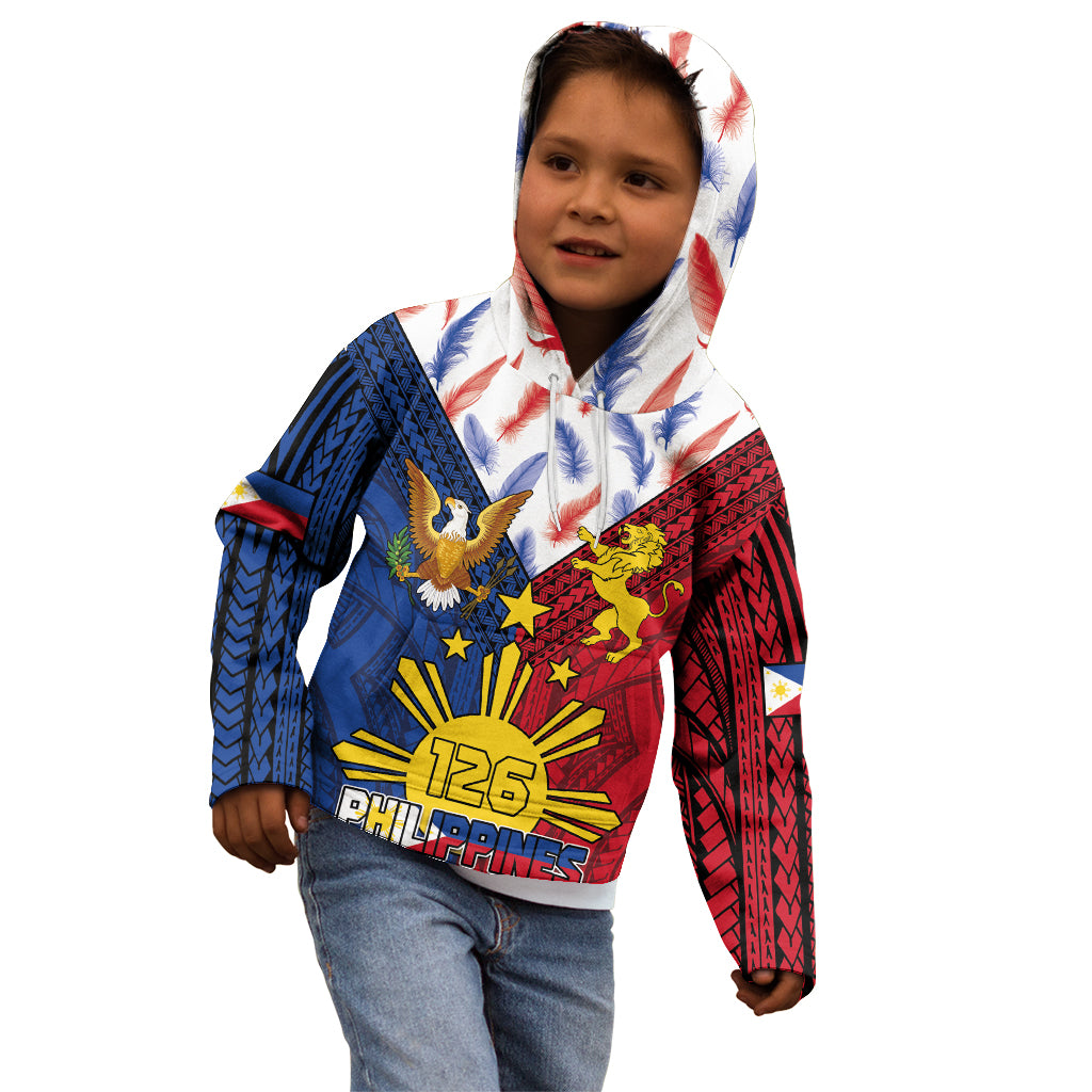 Philippines Independence Day 126th Anniversary Kid Hoodie Polynesian Pattern National Flag Style LT03 - Polynesian Pride