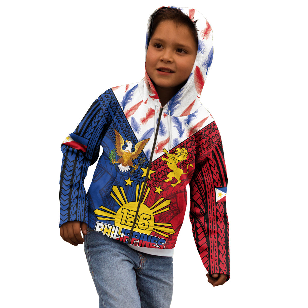 Philippines Independence Day 126th Anniversary Kid Hoodie Polynesian Pattern National Flag Style LT03 - Polynesian Pride