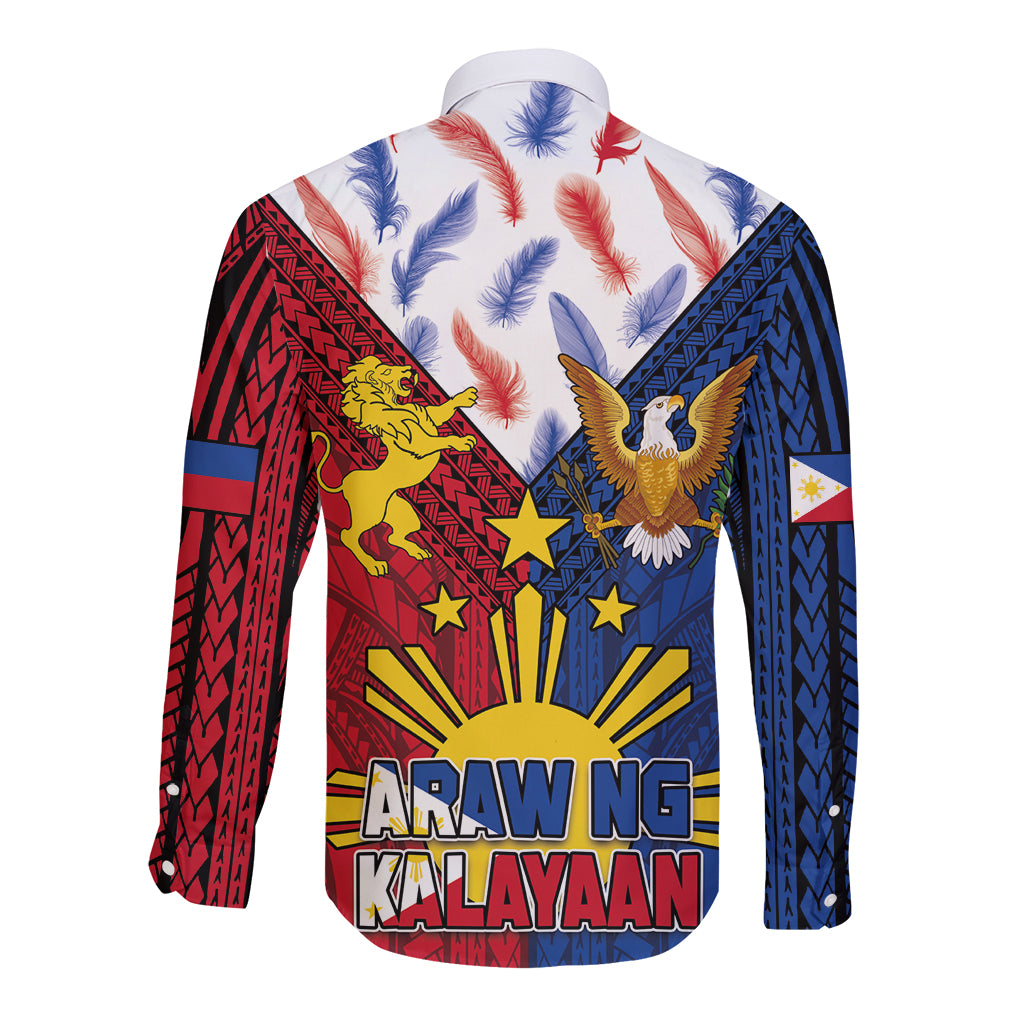 Philippines Independence Day 126th Anniversary Long Sleeve Button Shirt Polynesian Pattern National Flag Style LT03 - Polynesian Pride