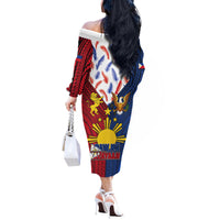Philippines Independence Day 126th Anniversary Off The Shoulder Long Sleeve Dress Polynesian Pattern National Flag Style LT03 - Polynesian Pride