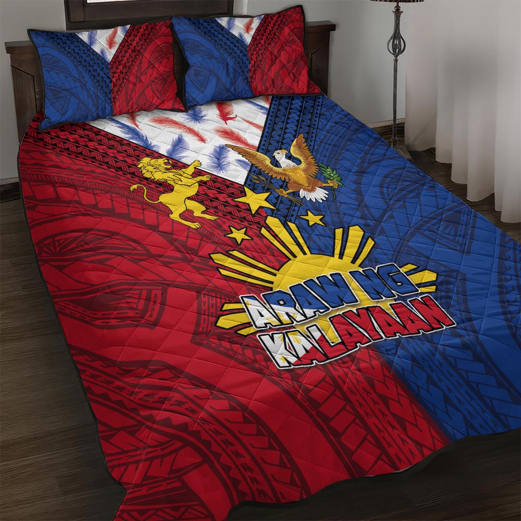 Philippines Independence Day 126th Anniversary Quilt Bed Set Polynesian Pattern National Flag Style LT03 Red - Polynesian Pride