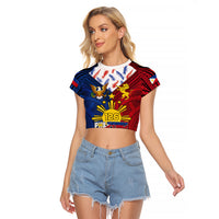 Philippines Independence Day 126th Anniversary Raglan Cropped T Shirt Polynesian Pattern National Flag Style LT03 Female Red - Polynesian Pride
