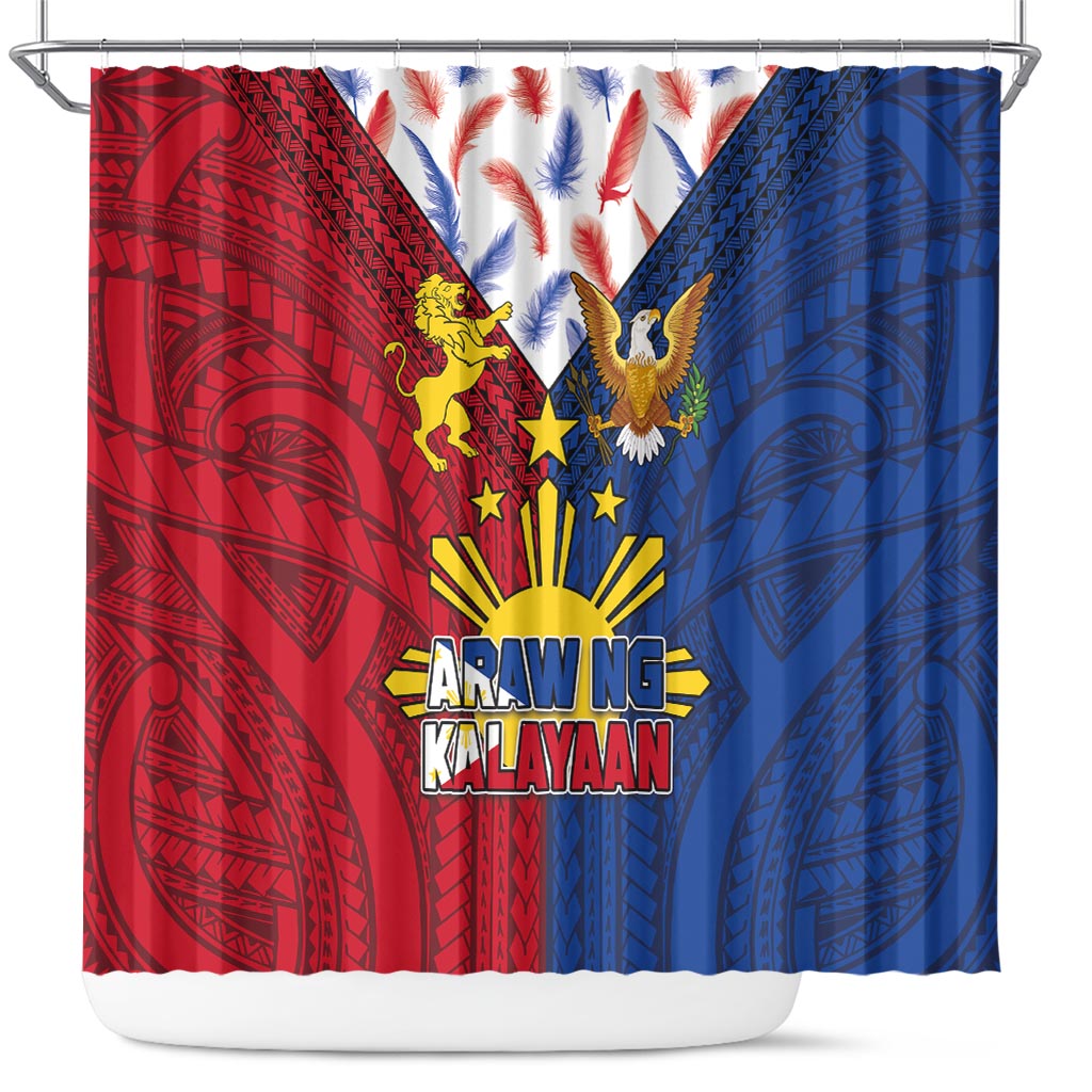 Philippines Independence Day 126th Anniversary Shower Curtain Polynesian Pattern National Flag Style LT03 Red - Polynesian Pride
