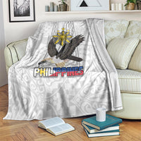 Philippines Eagle Week Blanket Polynesian Pattern Barong Style LT03 White - Polynesian Pride