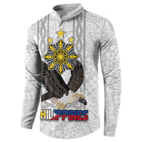 Philippines Eagle Week Button Sweatshirt Polynesian Pattern Barong Style LT03 - Polynesian Pride