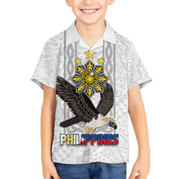 Philippines Eagle Week Kid Hawaiian Shirt Polynesian Pattern Barong Style LT03 Kid White - Polynesian Pride