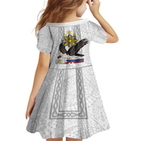 Philippines Eagle Week Kid Short Sleeve Dress Polynesian Pattern Barong Style LT03 - Polynesian Pride