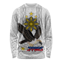 Philippines Eagle Week Long Sleeve Shirt Polynesian Pattern Barong Style LT03 Unisex White - Polynesian Pride