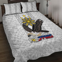 Philippines Eagle Week Quilt Bed Set Polynesian Pattern Barong Style LT03 White - Polynesian Pride