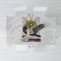 Philippines Eagle Week Tablecloth Polynesian Pattern Barong Style LT03 White - Polynesian Pride