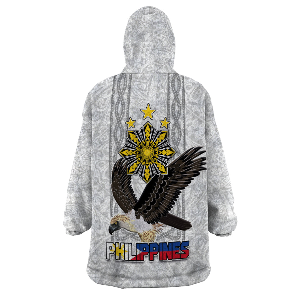 Philippines Eagle Week Wearable Blanket Hoodie Polynesian Pattern Barong Style LT03 - Polynesian Pride