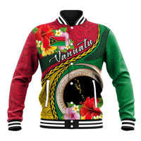 Vanuatu Tribal Boar Tusk Baseball Jacket Tropical Plants with Namele and Melanesian Pattern LT03 Unisex Red - Polynesian Pride