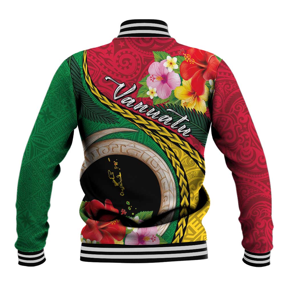 Vanuatu Tribal Boar Tusk Baseball Jacket Tropical Plants with Namele and Melanesian Pattern LT03 - Polynesian Pride