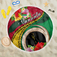 Vanuatu Tribal Boar Tusk Beach Blanket Tropical Plants with Namele and Melanesian Pattern LT03 One Size 150cm Red - Polynesian Pride