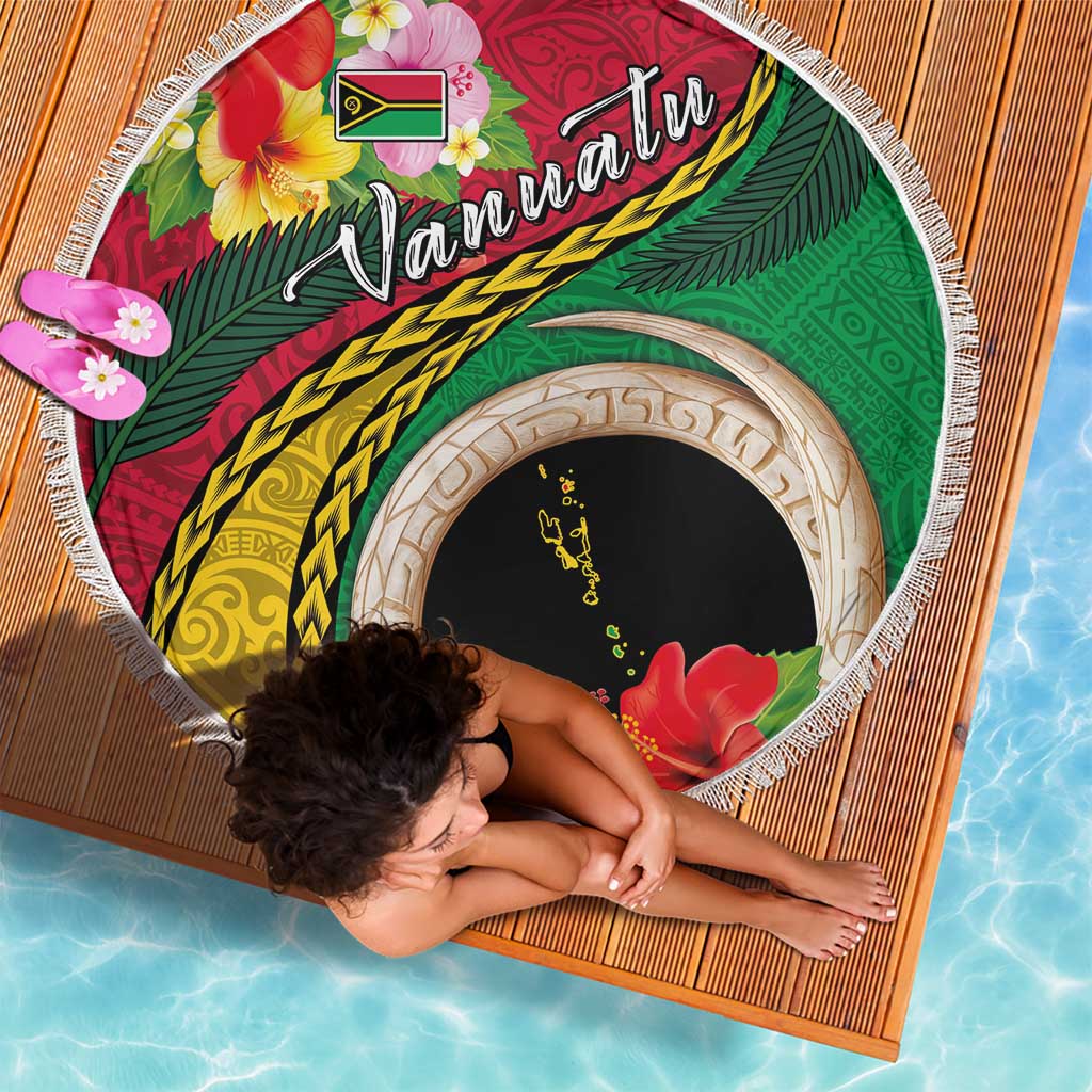 Vanuatu Tribal Boar Tusk Beach Blanket Tropical Plants with Namele and Melanesian Pattern LT03 - Polynesian Pride