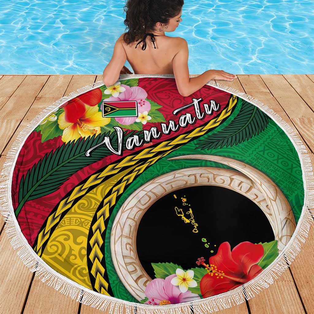 Vanuatu Tribal Boar Tusk Beach Blanket Tropical Plants with Namele and Melanesian Pattern LT03 - Polynesian Pride
