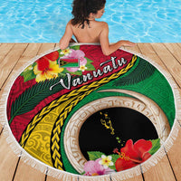 Vanuatu Tribal Boar Tusk Beach Blanket Tropical Plants with Namele and Melanesian Pattern LT03 - Polynesian Pride