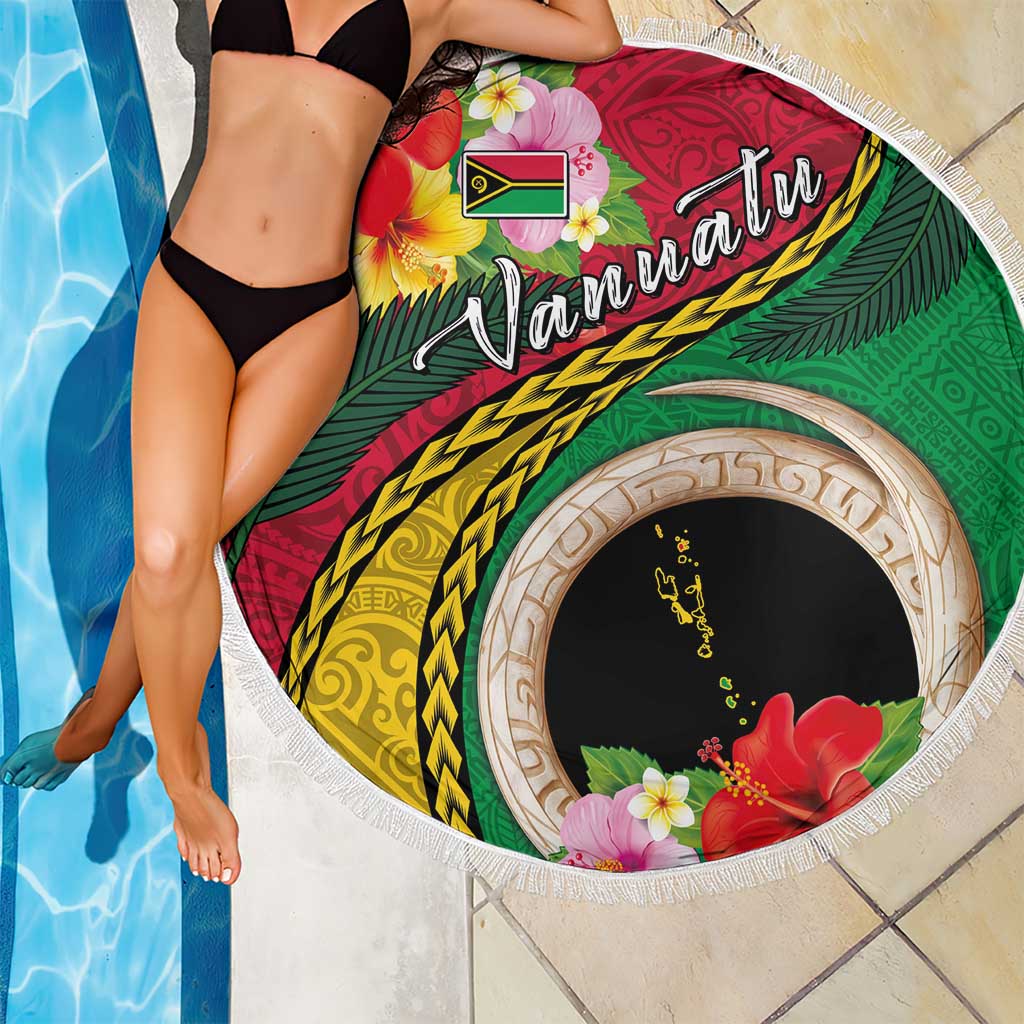 Vanuatu Tribal Boar Tusk Beach Blanket Tropical Plants with Namele and Melanesian Pattern LT03 - Polynesian Pride