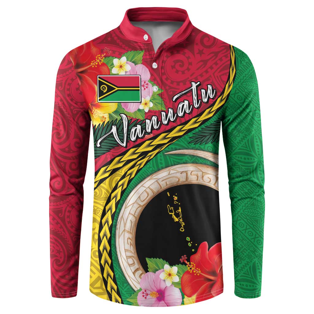 Vanuatu Tribal Boar Tusk Button Sweatshirt Tropical Plants with Namele and Melanesian Pattern LT03 Red - Polynesian Pride