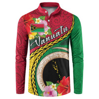 Vanuatu Tribal Boar Tusk Button Sweatshirt Tropical Plants with Namele and Melanesian Pattern LT03 Red - Polynesian Pride
