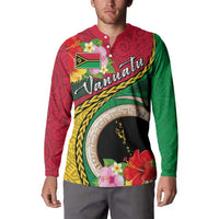 Vanuatu Tribal Boar Tusk Button Sweatshirt Tropical Plants with Namele and Melanesian Pattern LT03 - Polynesian Pride