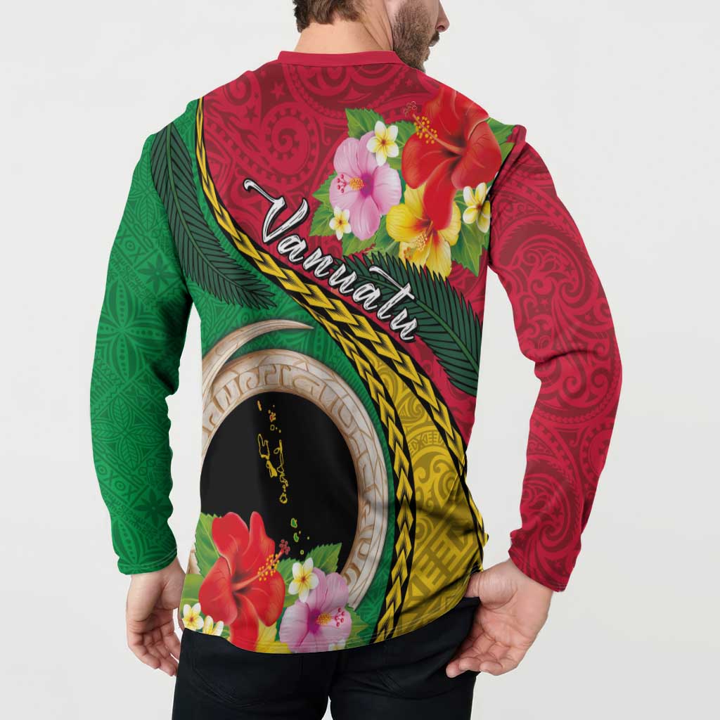 Vanuatu Tribal Boar Tusk Button Sweatshirt Tropical Plants with Namele and Melanesian Pattern LT03 - Polynesian Pride