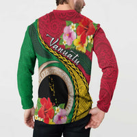 Vanuatu Tribal Boar Tusk Button Sweatshirt Tropical Plants with Namele and Melanesian Pattern LT03 - Polynesian Pride
