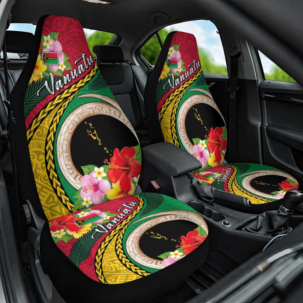 Vanuatu Tribal Boar Tusk Car Seat Cover Tropical Plants with Namele and Melanesian Pattern LT03 One Size Red - Polynesian Pride