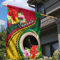 Vanuatu Tribal Boar Tusk Garden Flag Tropical Plants with Namele and Melanesian Pattern LT03 - Polynesian Pride