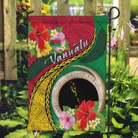 Vanuatu Tribal Boar Tusk Garden Flag Tropical Plants with Namele and Melanesian Pattern LT03 Garden Flag Red - Polynesian Pride