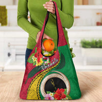 Vanuatu Tribal Boar Tusk Grocery Bag Tropical Plants with Namele and Melanesian Pattern LT03 - Polynesian Pride