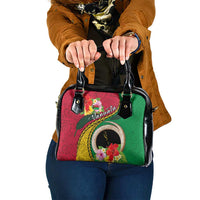 Vanuatu Tribal Boar Tusk Shoulder Handbag Tropical Plants with Namele and Melanesian Pattern LT03 One Size Red - Polynesian Pride