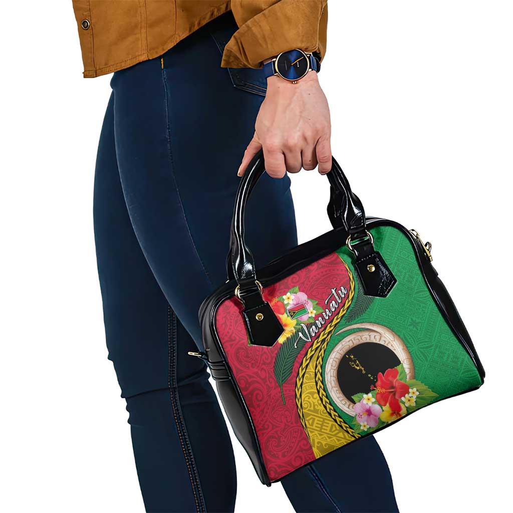 Vanuatu Tribal Boar Tusk Shoulder Handbag Tropical Plants with Namele and Melanesian Pattern LT03 - Polynesian Pride