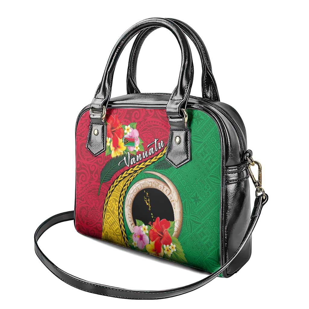 Vanuatu Tribal Boar Tusk Shoulder Handbag Tropical Plants with Namele and Melanesian Pattern LT03 - Polynesian Pride