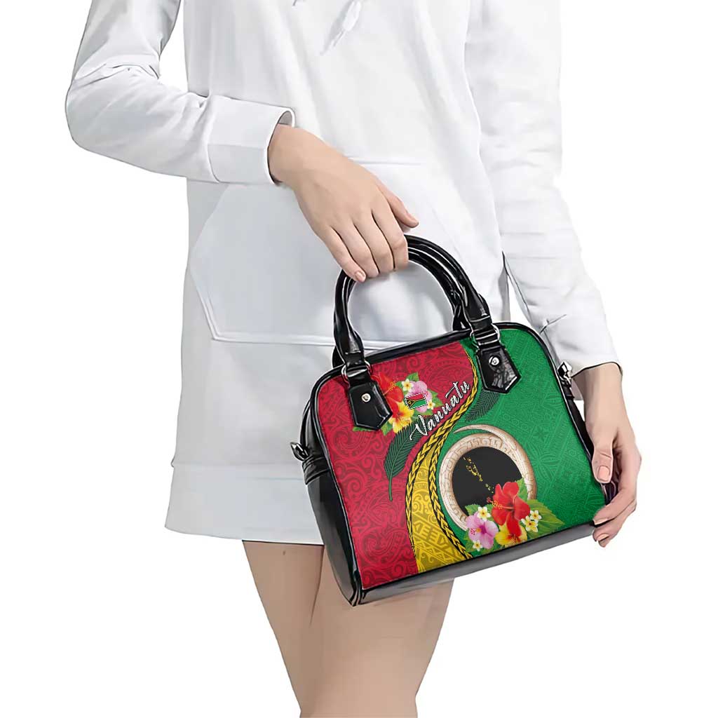 Vanuatu Tribal Boar Tusk Shoulder Handbag Tropical Plants with Namele and Melanesian Pattern LT03 - Polynesian Pride