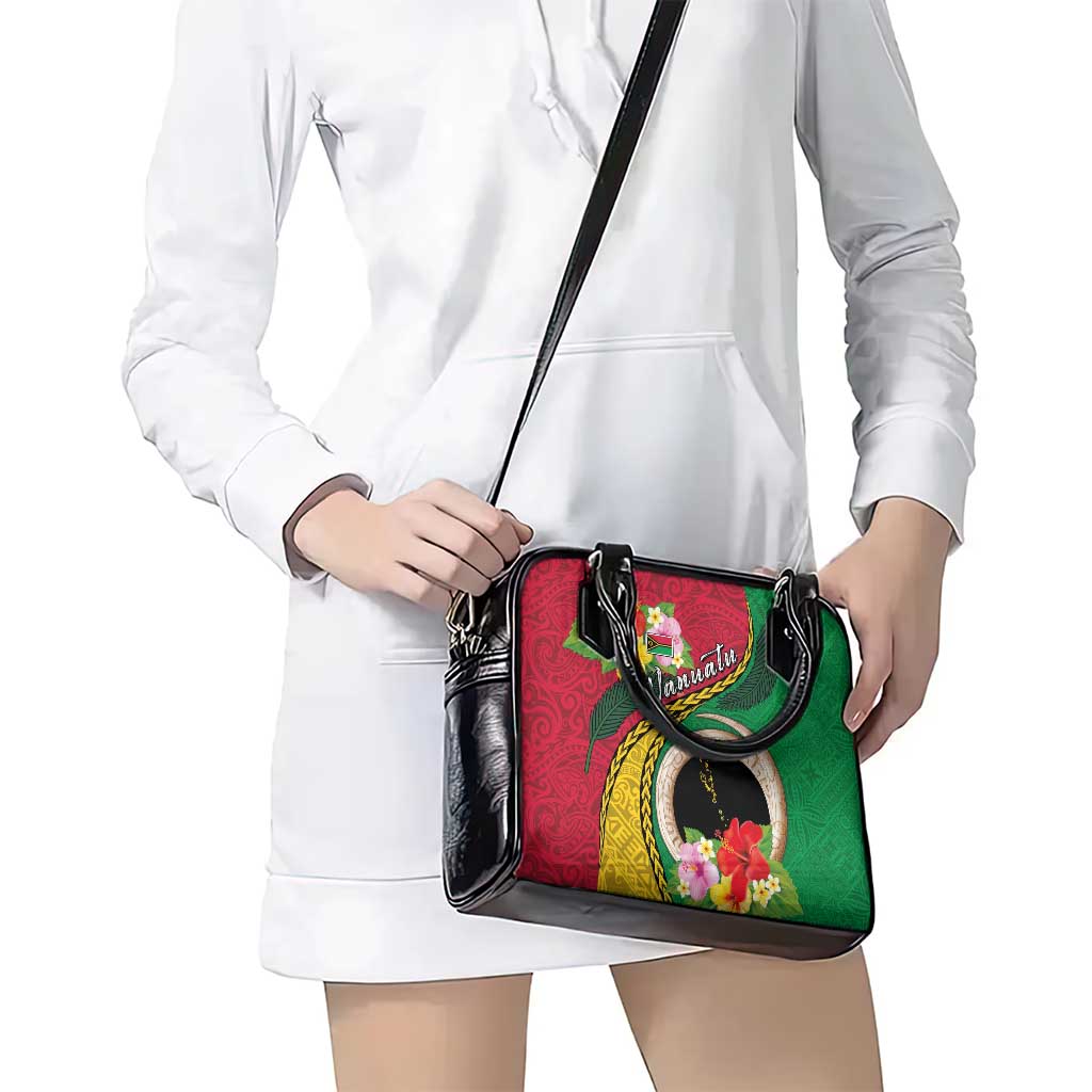 Vanuatu Tribal Boar Tusk Shoulder Handbag Tropical Plants with Namele and Melanesian Pattern LT03 - Polynesian Pride