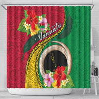 Vanuatu Tribal Boar Tusk Shower Curtain Tropical Plants with Namele and Melanesian Pattern LT03 - Polynesian Pride