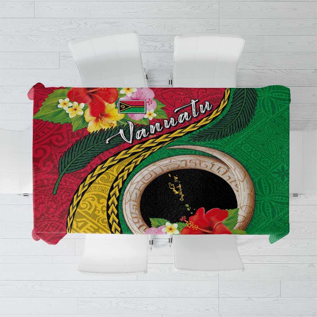 Vanuatu Tribal Boar Tusk Tablecloth Tropical Plants with Namele and Melanesian Pattern LT03 Red - Polynesian Pride