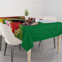 Vanuatu Tribal Boar Tusk Tablecloth Tropical Plants with Namele and Melanesian Pattern LT03 - Polynesian Pride