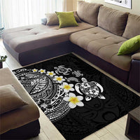 Hawaiian Plumeria Turtles Area Rug Polynesian Art Tattoo LT03 - Polynesian Pride
