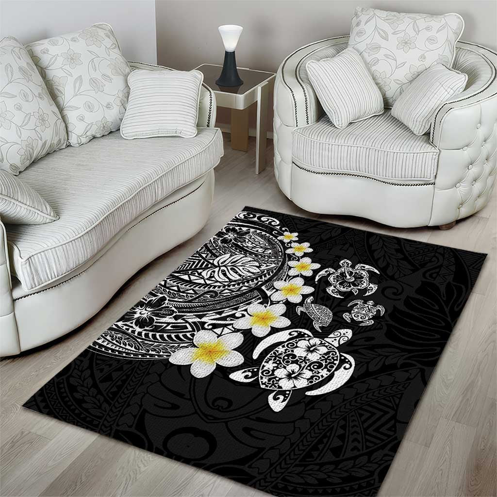 Hawaiian Plumeria Turtles Area Rug Polynesian Art Tattoo LT03 - Polynesian Pride