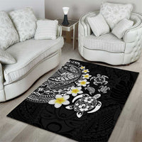 Hawaiian Plumeria Turtles Area Rug Polynesian Art Tattoo LT03 - Polynesian Pride