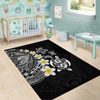Hawaiian Plumeria Turtles Area Rug Polynesian Art Tattoo LT03 - Polynesian Pride
