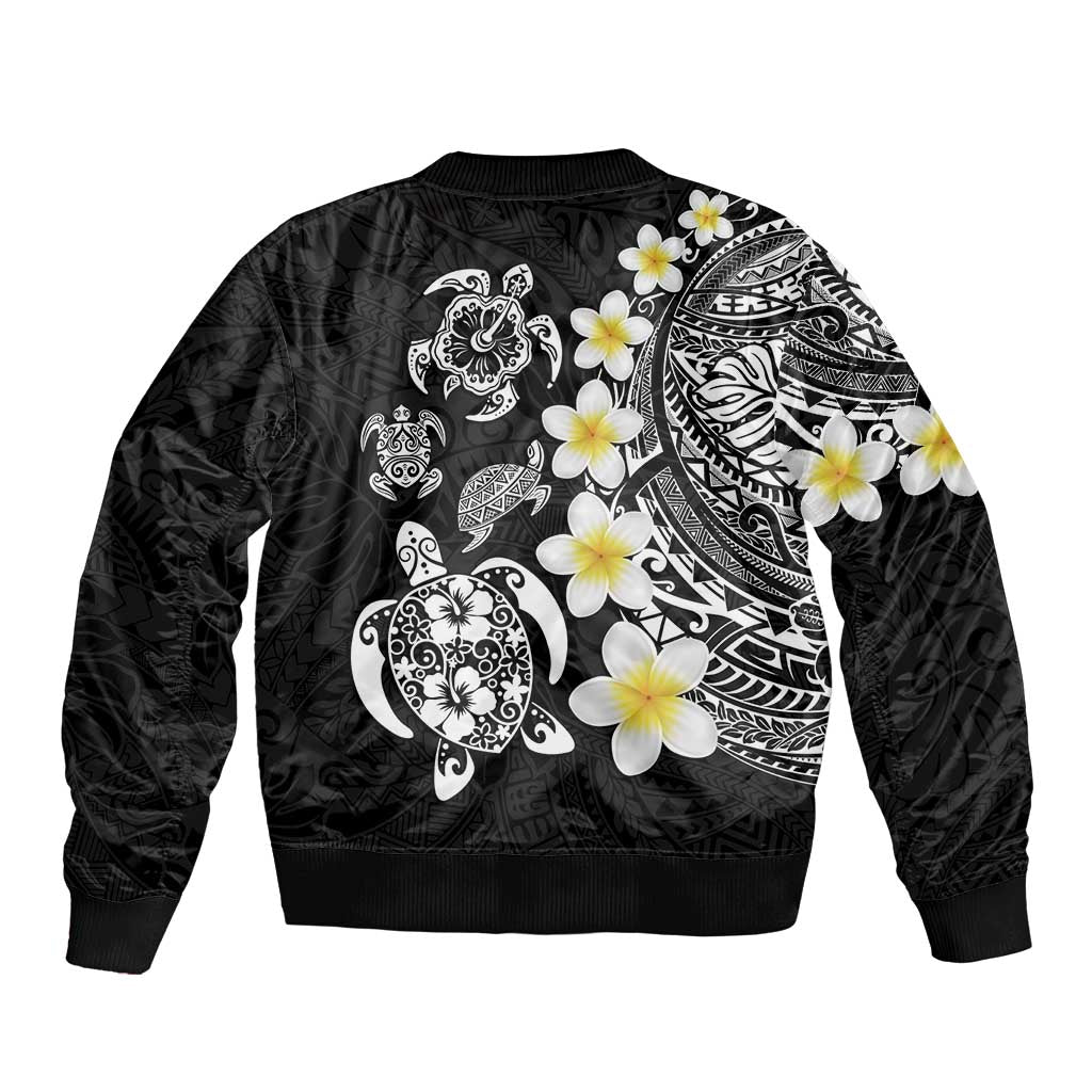 Hawaiian Plumeria Turtles Bomber Jacket Polynesian Art Tattoo LT03 - Polynesian Pride